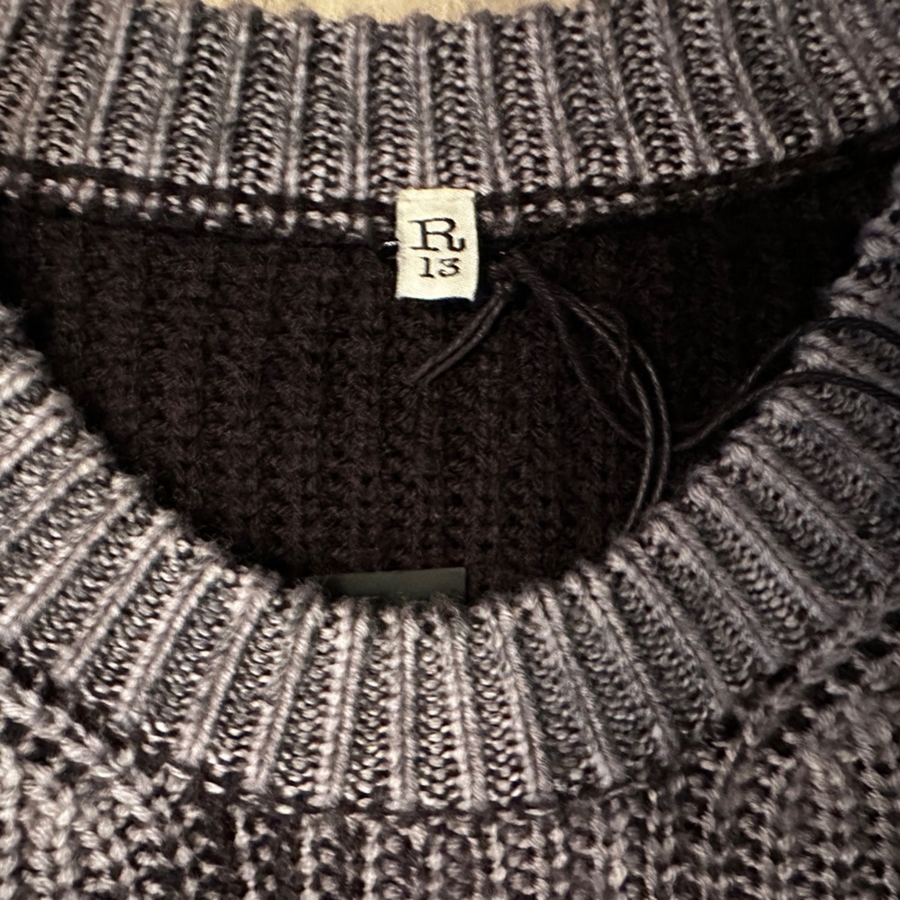 New R13 Reverse Printed Oversize Merino Wool Sweater Shit Happens Size Small XS - Picture 6 of 11